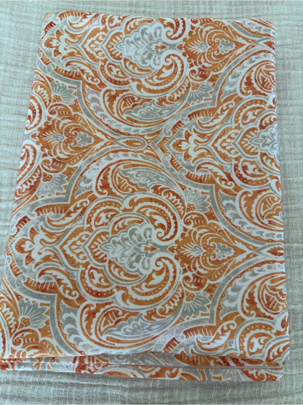 🍊☀️ Cynthia Rowley Orange & Taupe Large Rectangle Tablecloth ☀️🍂